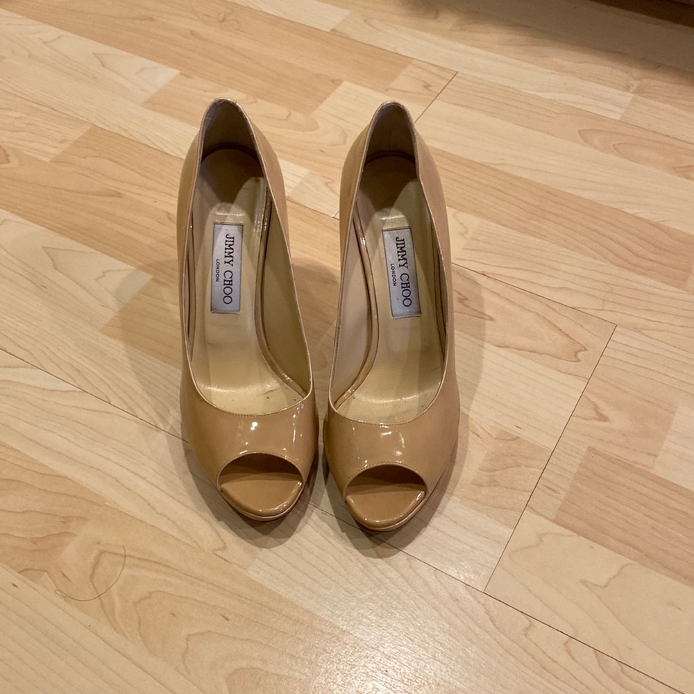 Nude Jimmy Choo peeptoe pumps